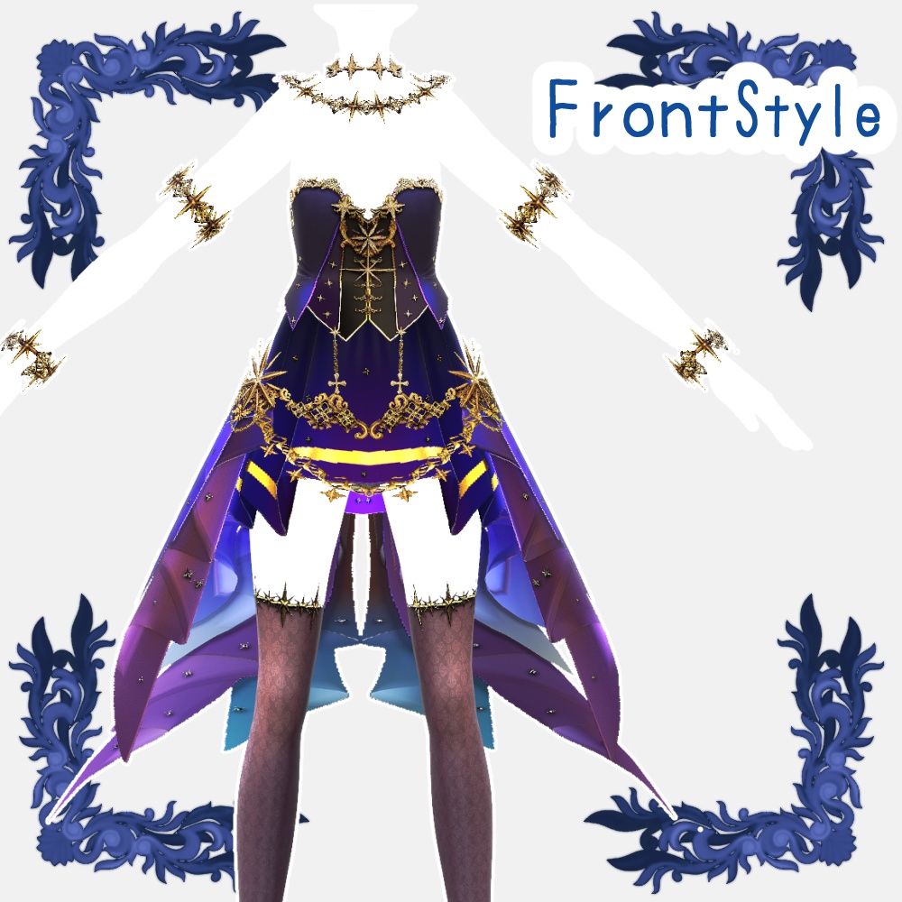 【Vroid用衣装テクスチャ】星の娘のドレス