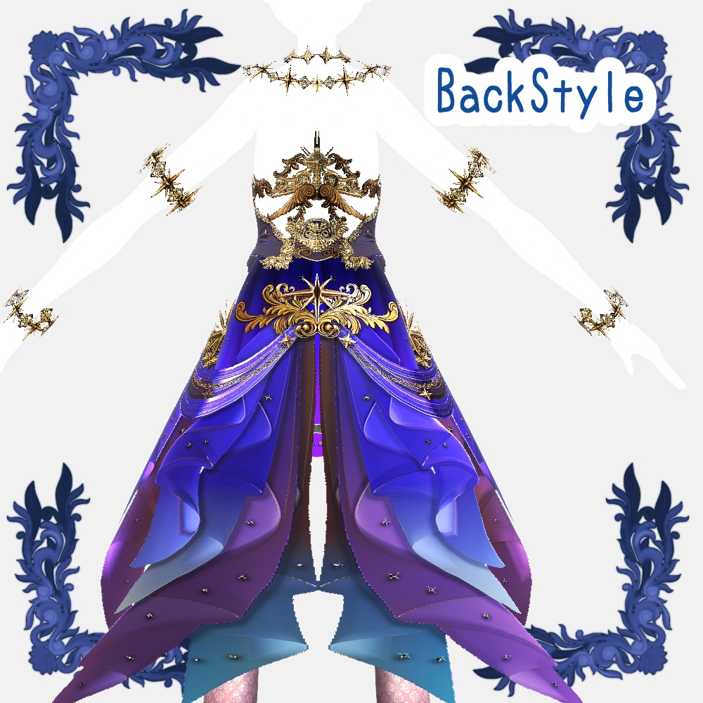 【Vroid用衣装テクスチャ】星の娘のドレス