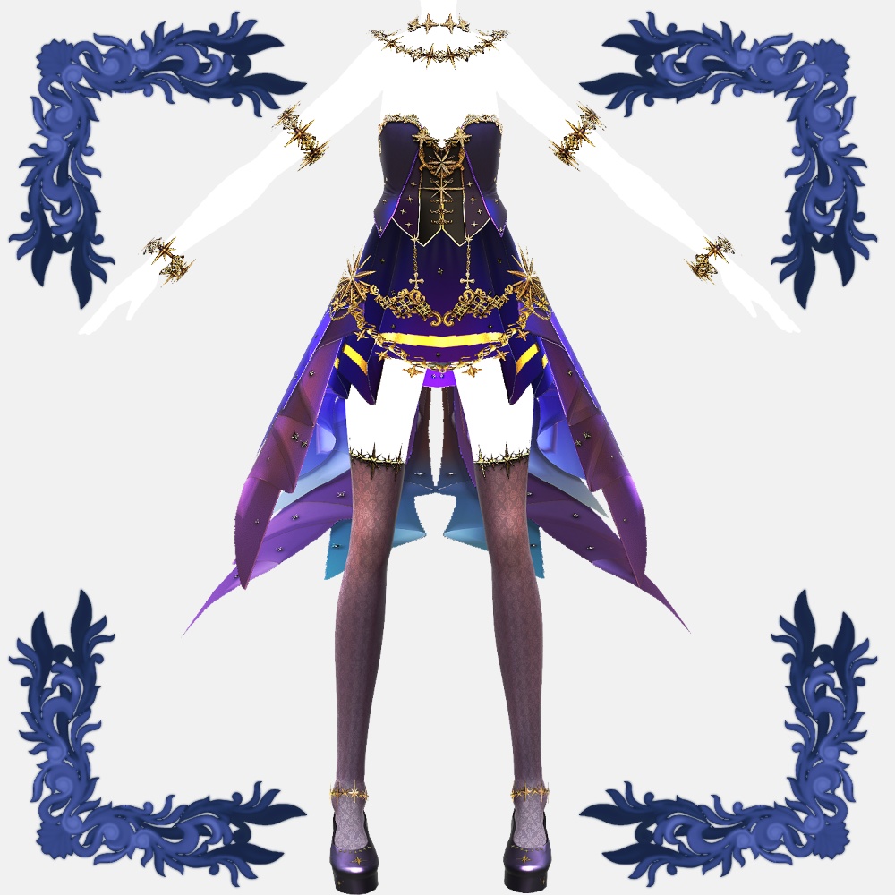 【Vroid用衣装テクスチャ】星の娘のドレス