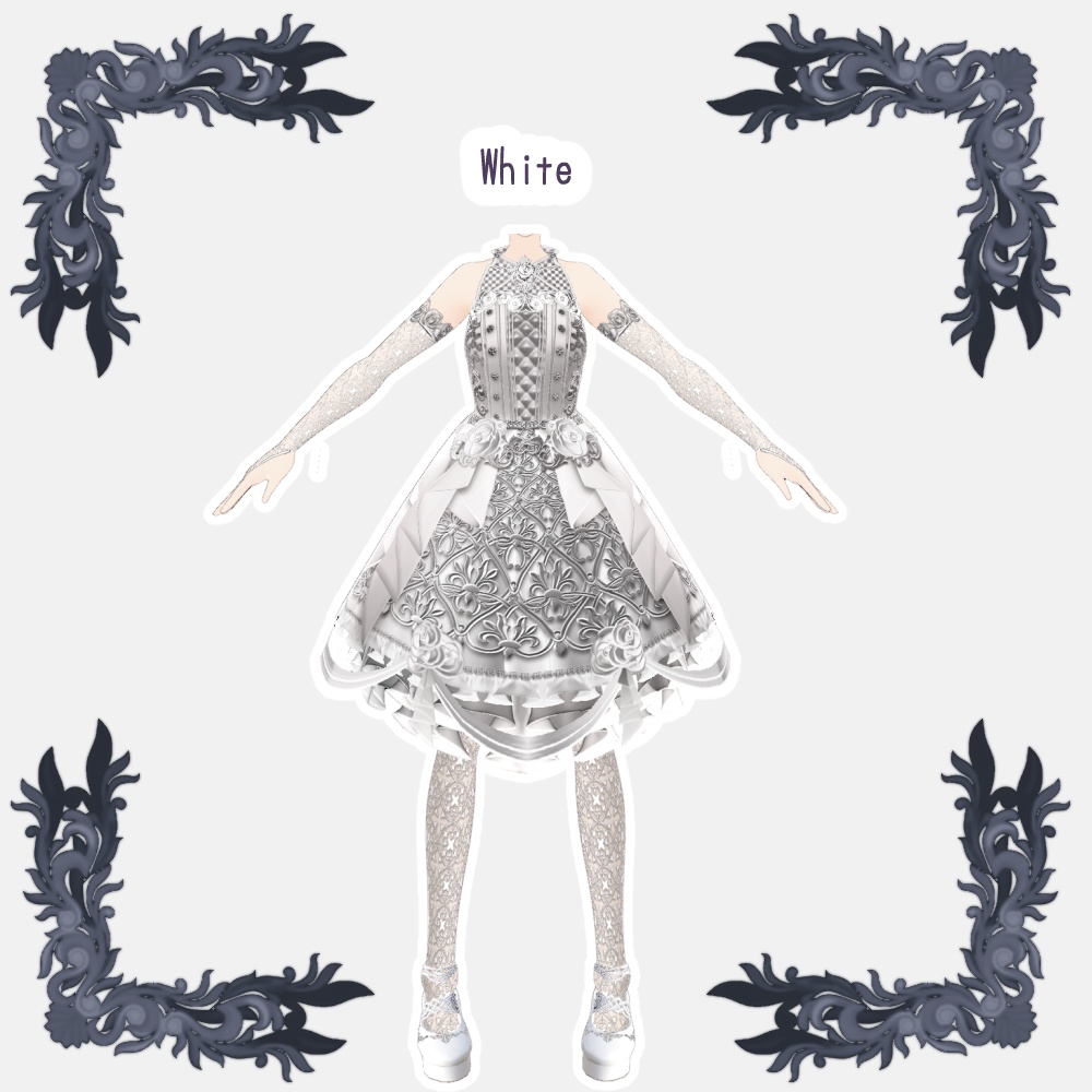 【Vroid用衣装テクスチャ】Innocent Rose【7Colors】