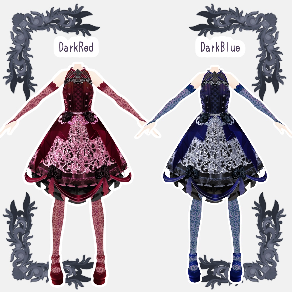 【Vroid用衣装テクスチャ】Innocent Rose【7Colors】