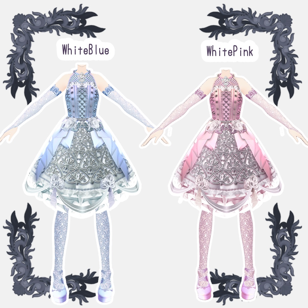 【Vroid用衣装テクスチャ】Innocent Rose【7Colors】