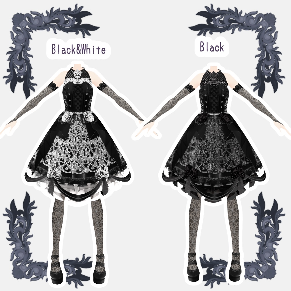 【Vroid用衣装テクスチャ】Innocent Rose【7Colors】