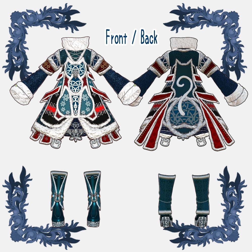 【Vroid用衣装テクスチャ】北方山岳村の衣装【4Colors set】