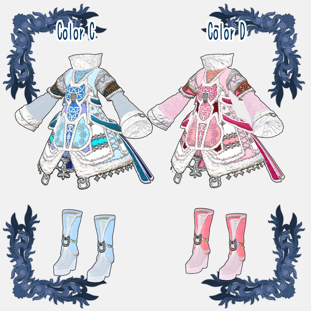 【Vroid用衣装テクスチャ】北方山岳村の衣装【4Colors set】