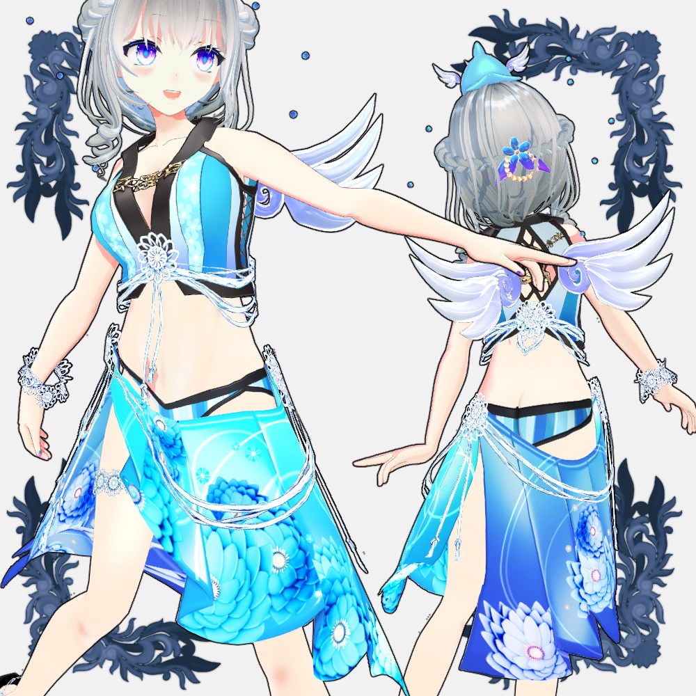 【Vroid用衣装テクスチャ】和花柄の水着【5Colors set】