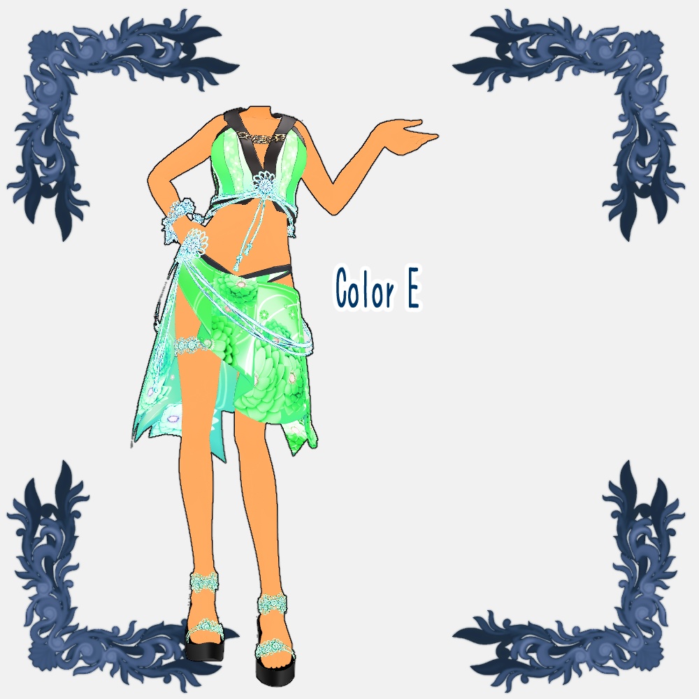 【Vroid用衣装テクスチャ】和花柄の水着【5Colors set】