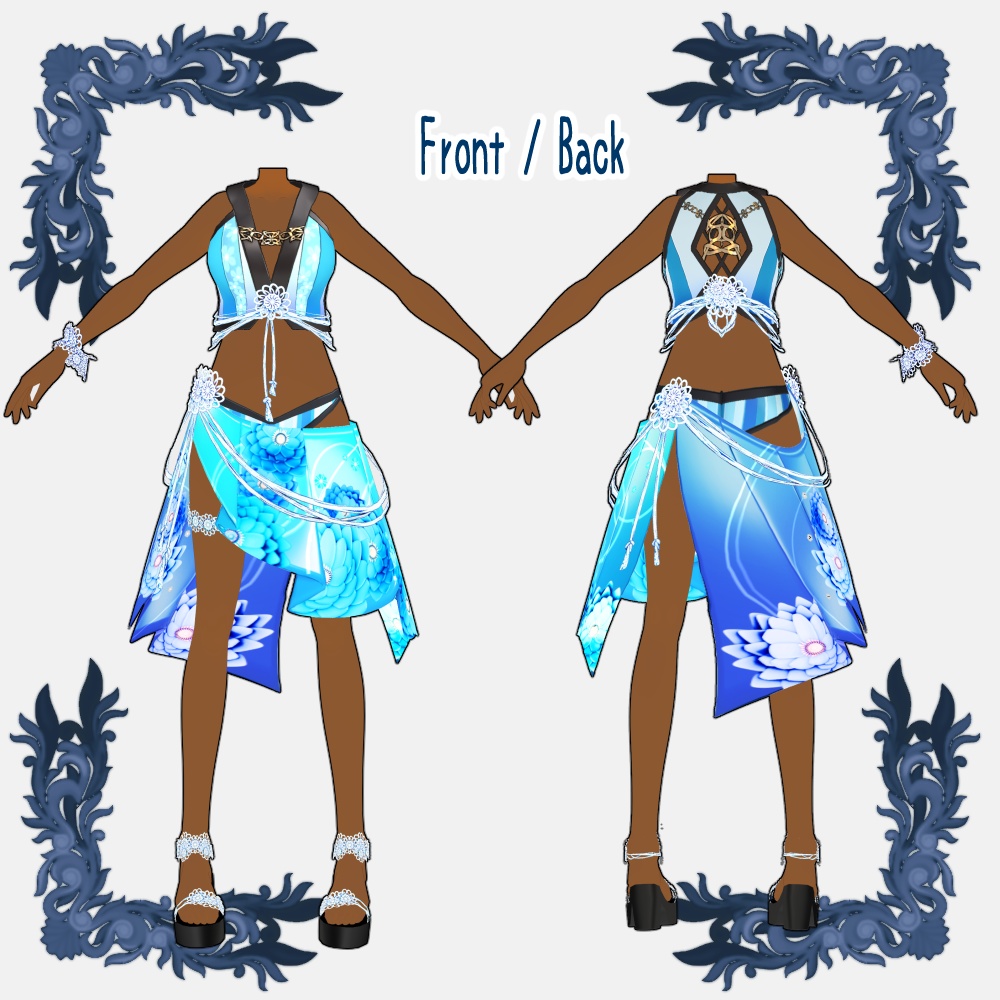 【Vroid用衣装テクスチャ】和花柄の水着【5Colors set】