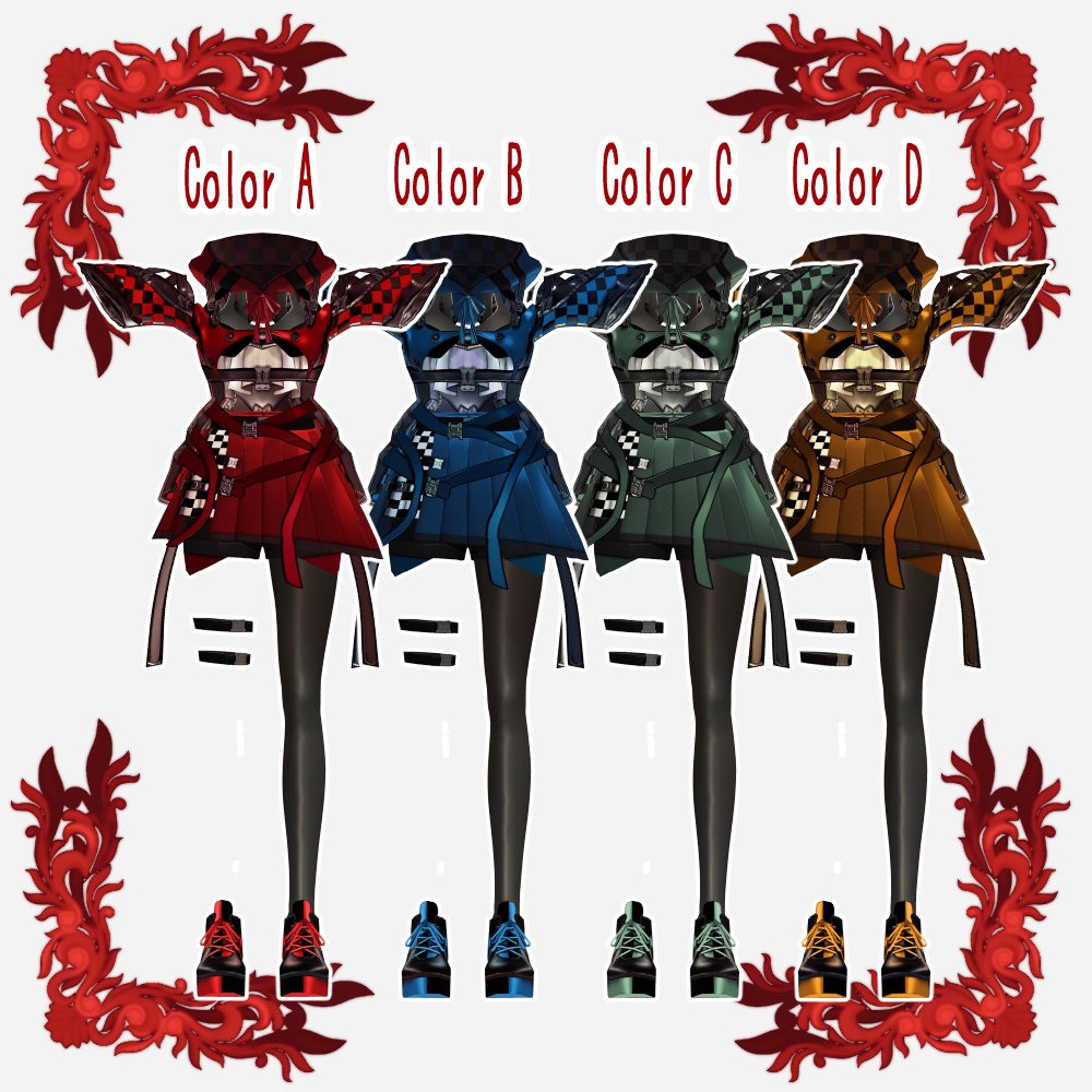 【Vroid用衣装テクスチャ】Usa-Techパーカーセット【4Colors set】