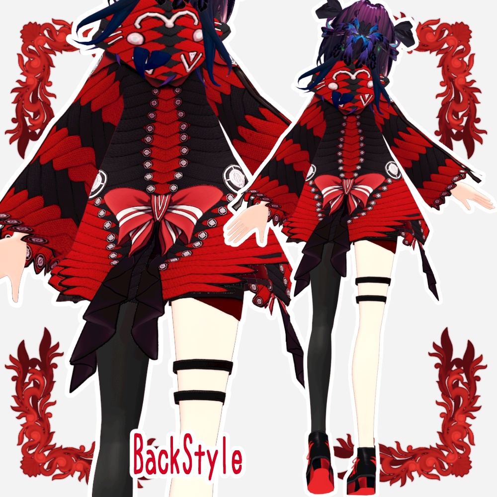 【Vroid用衣装テクスチャ】Neko-Techコートセット【4Colors set】