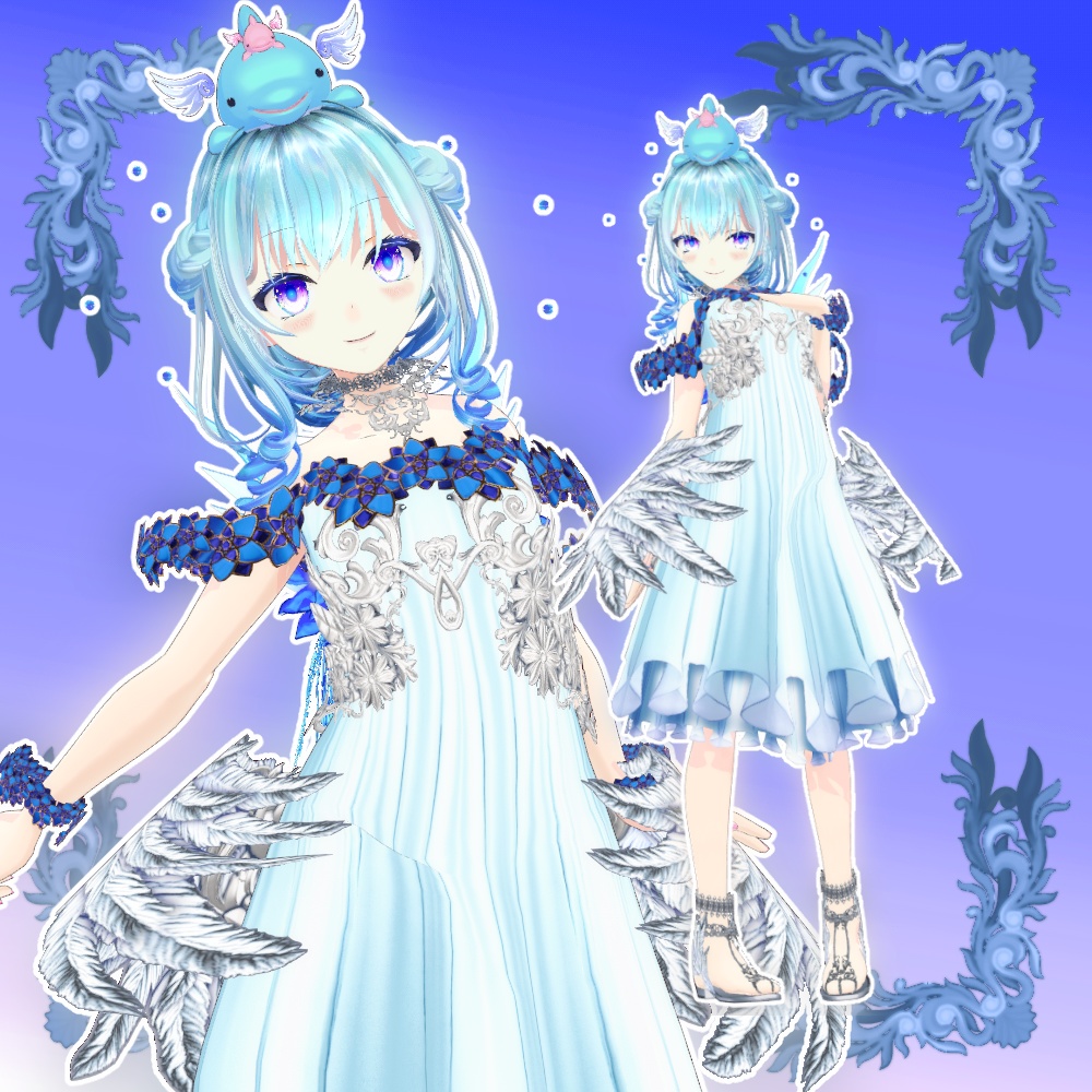 【Vroid用衣装】花天使のドレス FlowerAngelDress【2Colors】