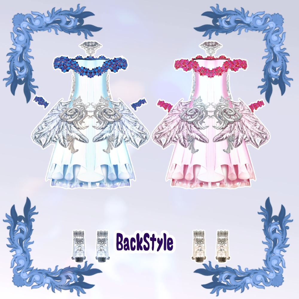 【Vroid用衣装】花天使のドレス FlowerAngelDress【2Colors】