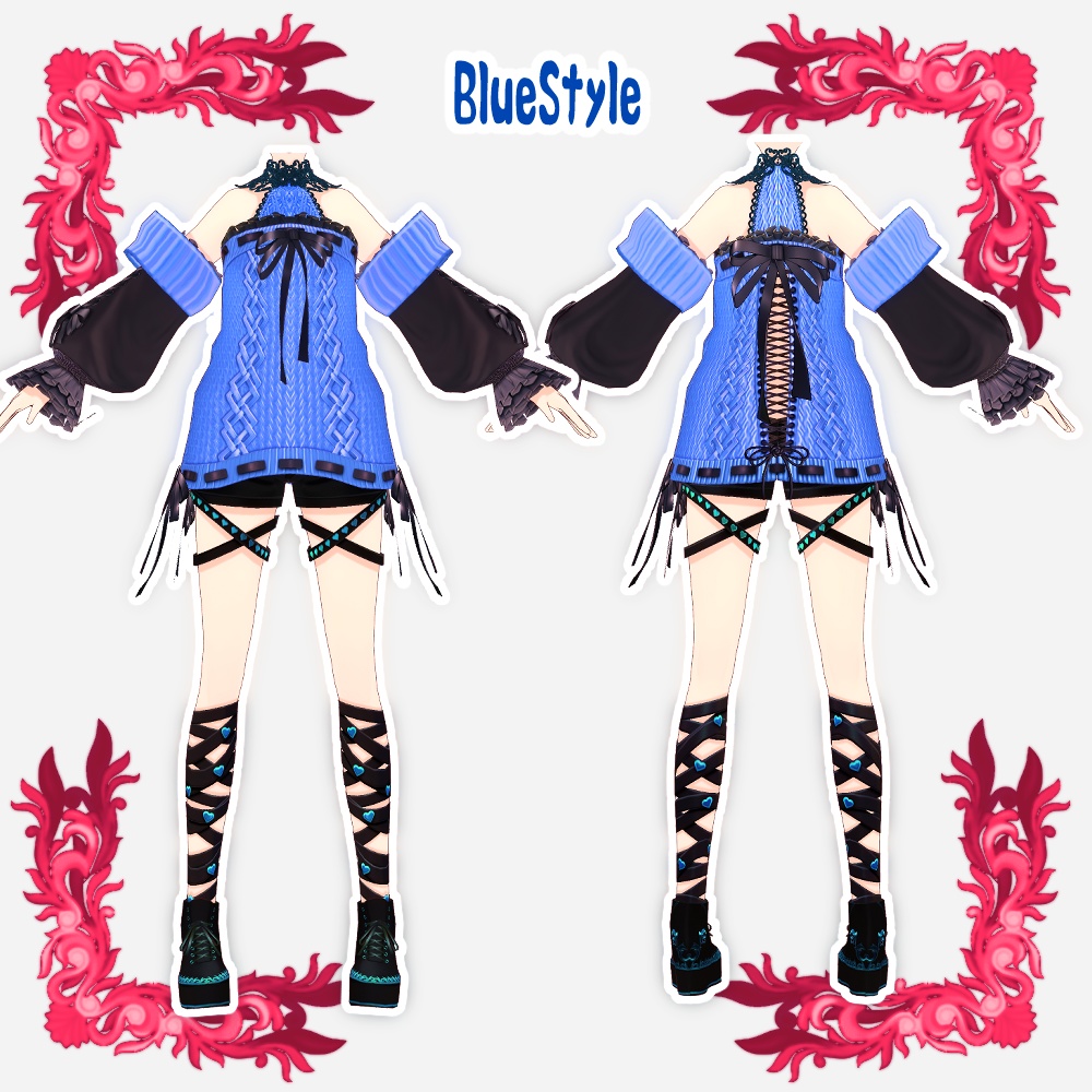 【Vroid用衣装】小悪魔リボンニット【2Colors】