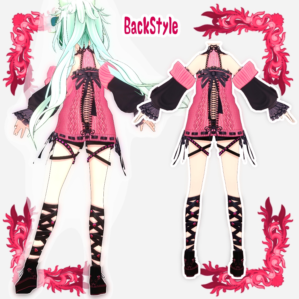 【Vroid用衣装】小悪魔リボンニット【2Colors】