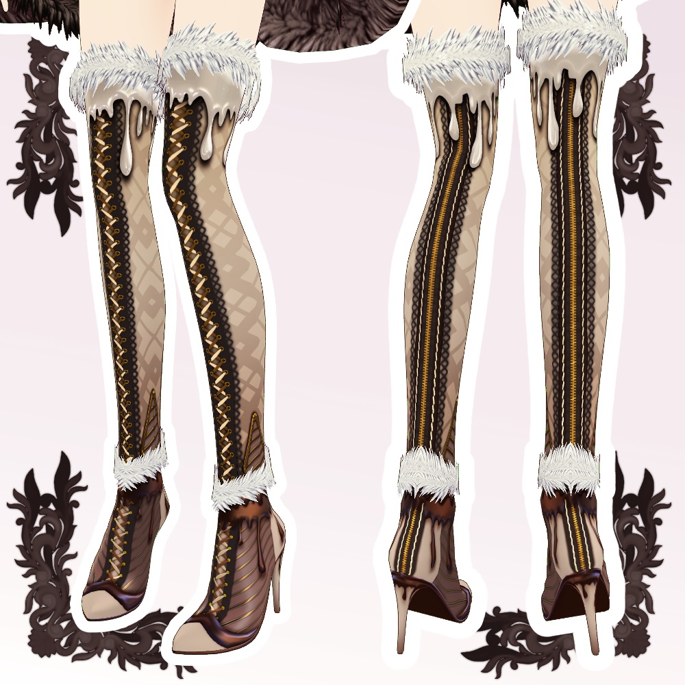 【Vroid用衣装】ショコラファーブーツChocolatFurBoots【4x2Color】