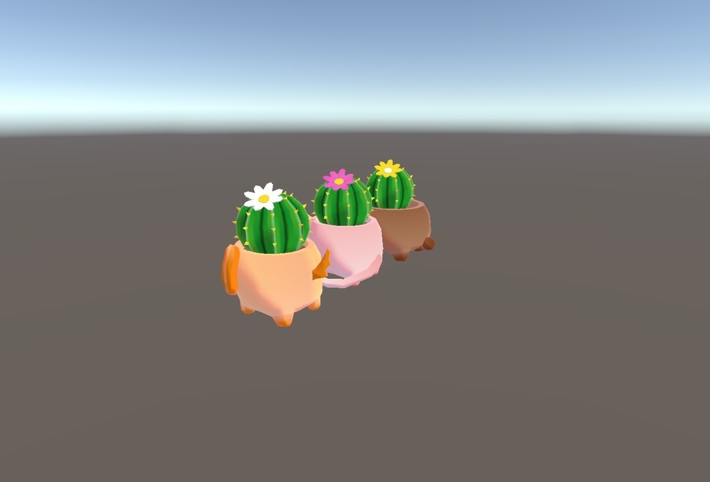 【VRChatワールド用】【超軽量】かわいい鉢植え 3種セット