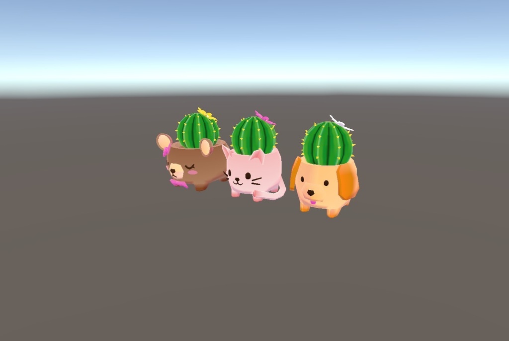 【VRChatワールド用】【超軽量】かわいい鉢植え 3種セット