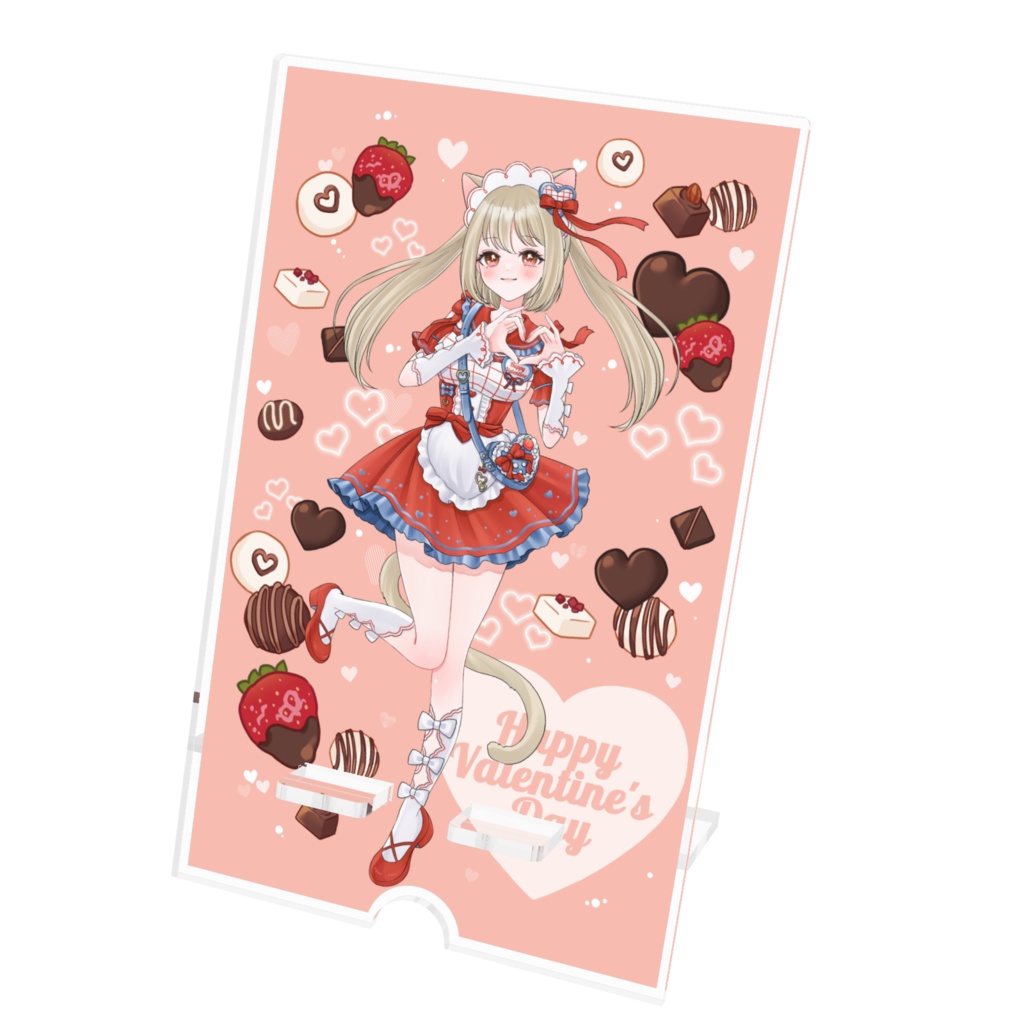 スマホスタンド(鏡猫 バレンタイン衣装)