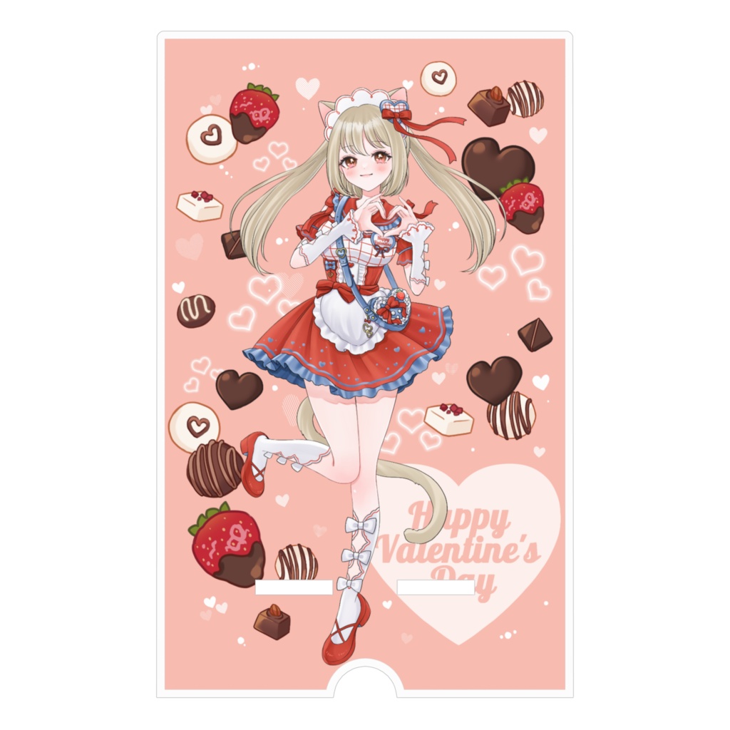 スマホスタンド(鏡猫 バレンタイン衣装)