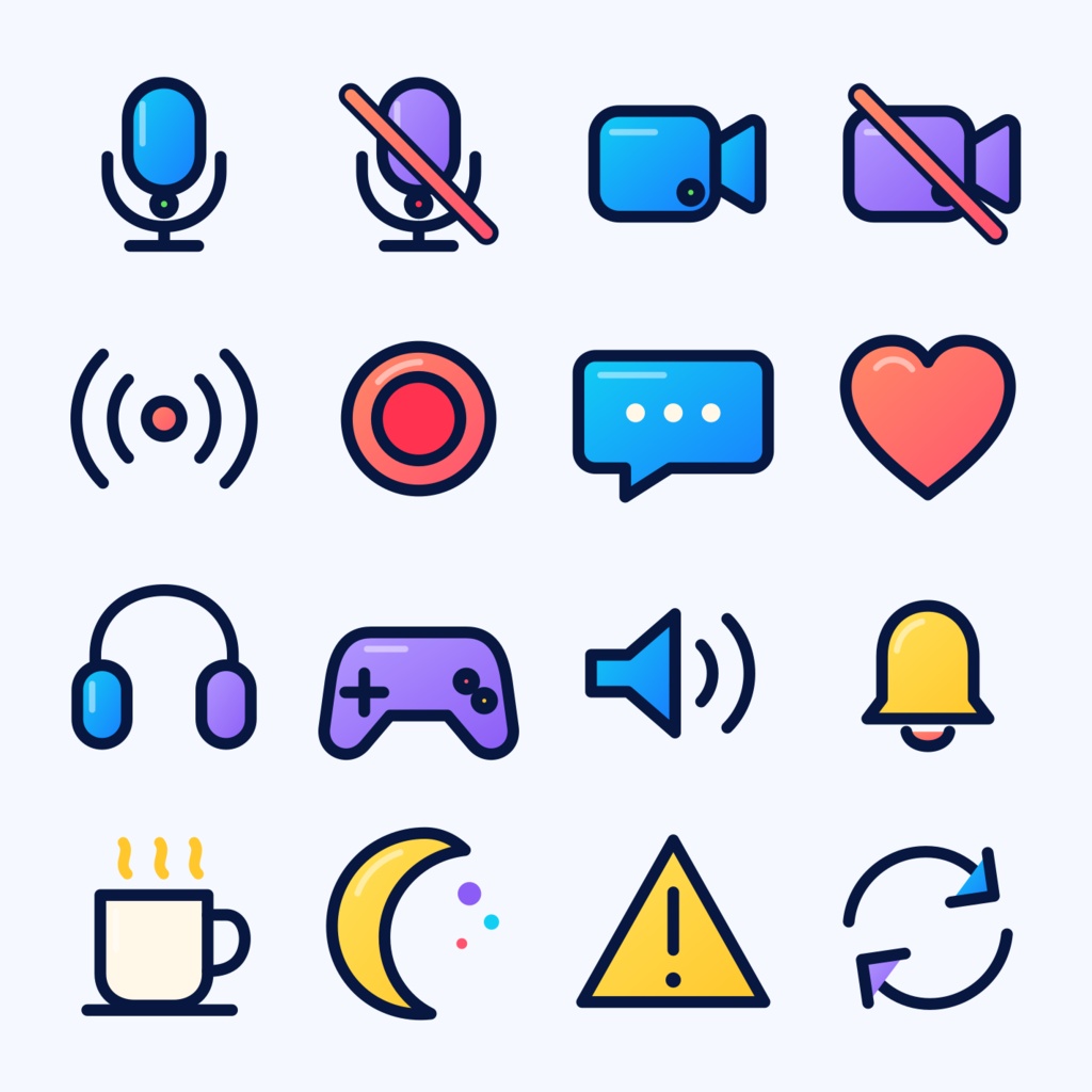 【商用利用OK】配信ステータスアイコン16種|透過PNG 5サイズ+SVG