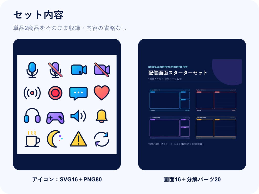 【明るい配信画面v2追加】配信クリエイタースターターバンドル|アイコン+配信画面