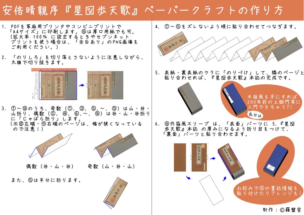 安倍晴親序『星図歩天歌』(1824)ペーパークラフトPDF