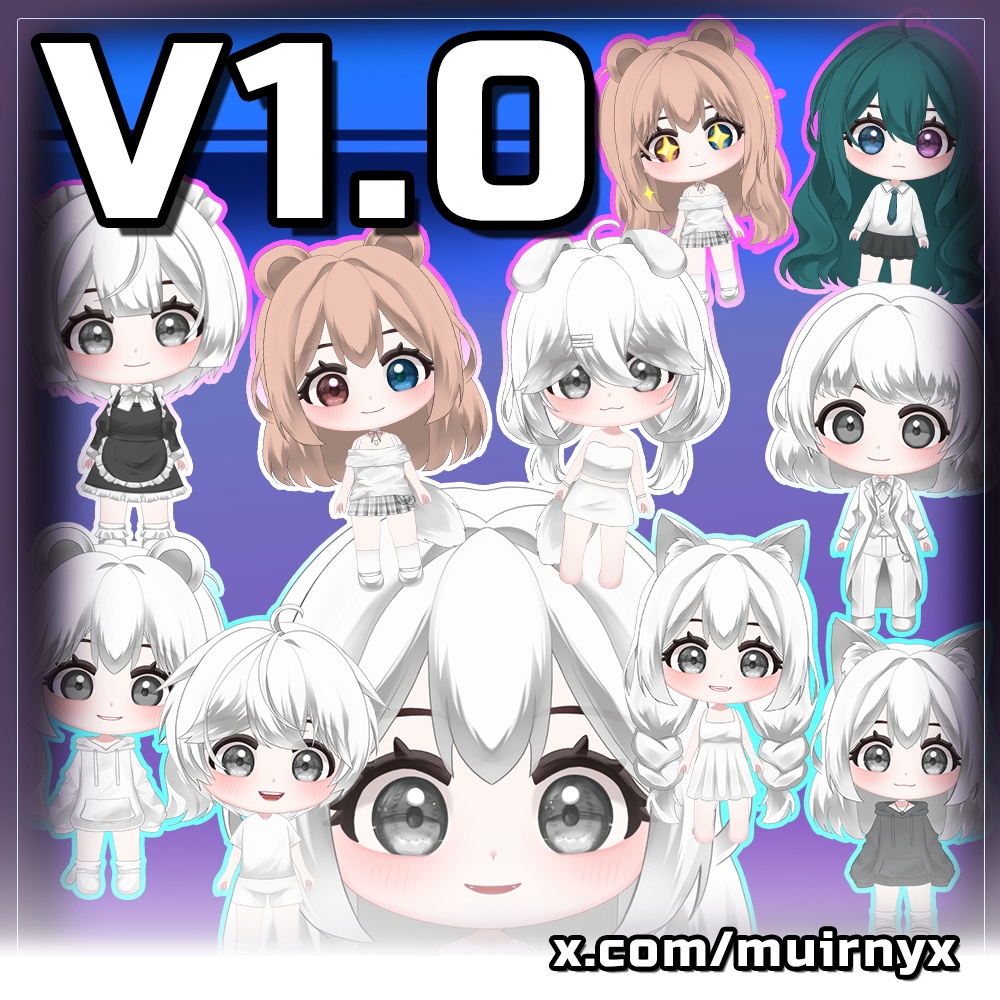 Chibi Customizable Vtuber Model made by MuirNyx