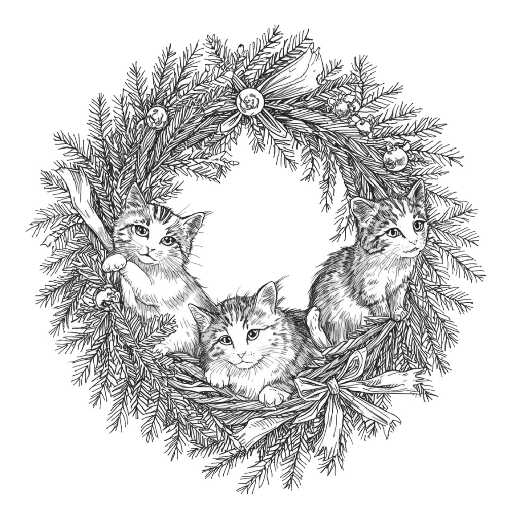 🎄🐾 クリスマス × 猫の線画クリップアート 12点+1 おまけセット 🐾🎄