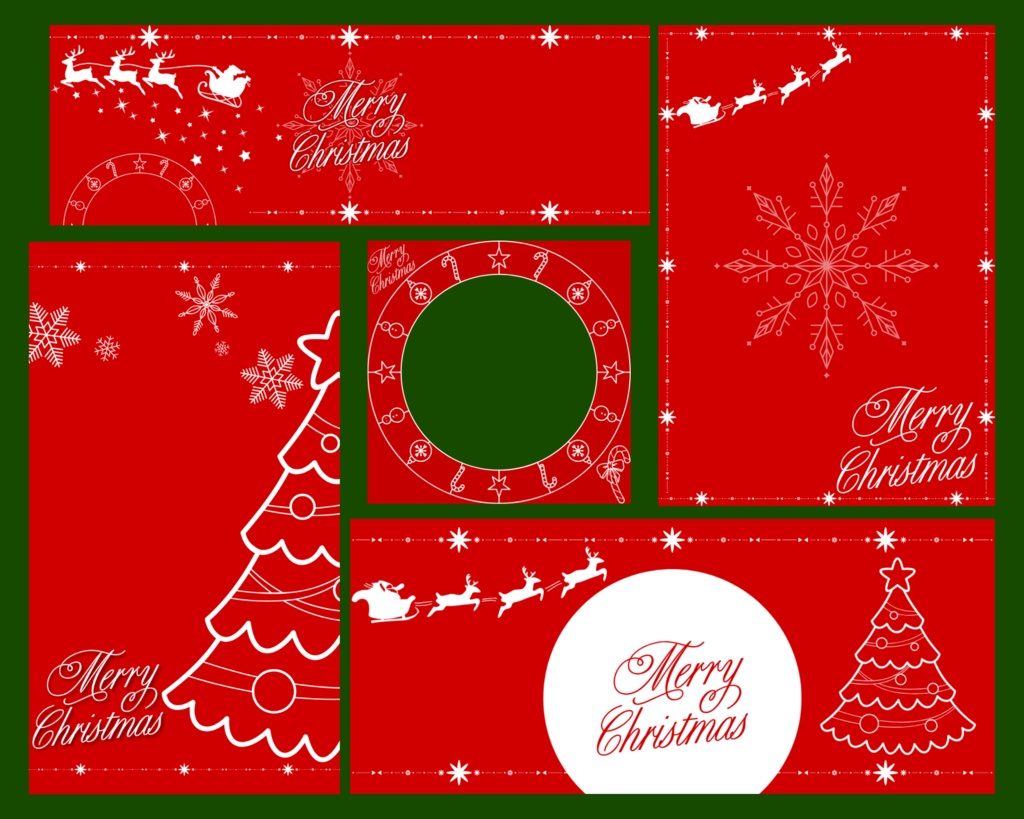 クリスマス(赤) デジタルグッズ素材５点セット