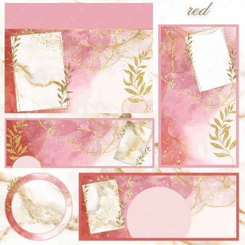 大理石風 デジタルグッズ素材5点セット