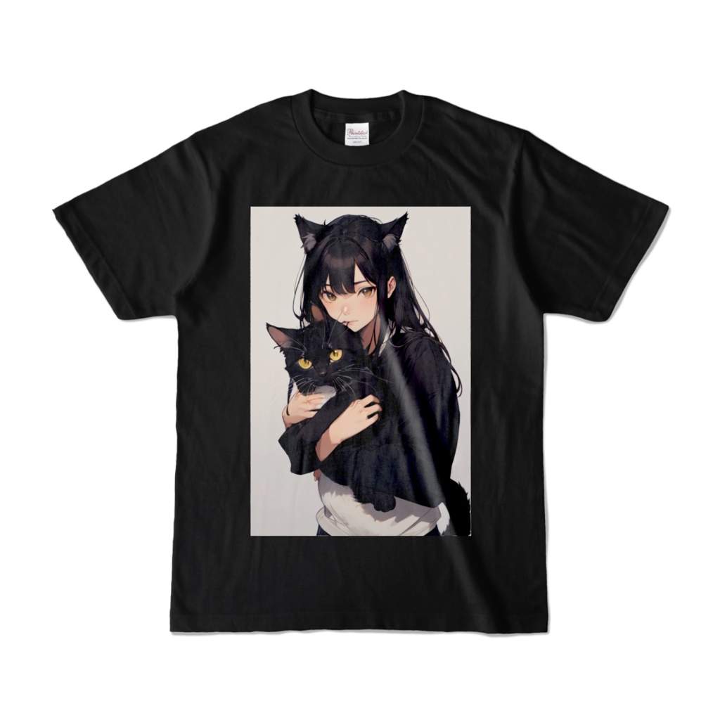 猫耳と黒猫のTシャツ