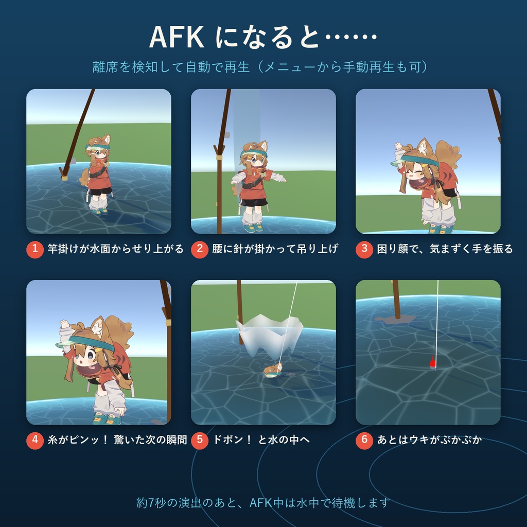 AFK釣りギミック ― 離席すると、あなたが釣られます【VRChat / Modular Avatar 対応】