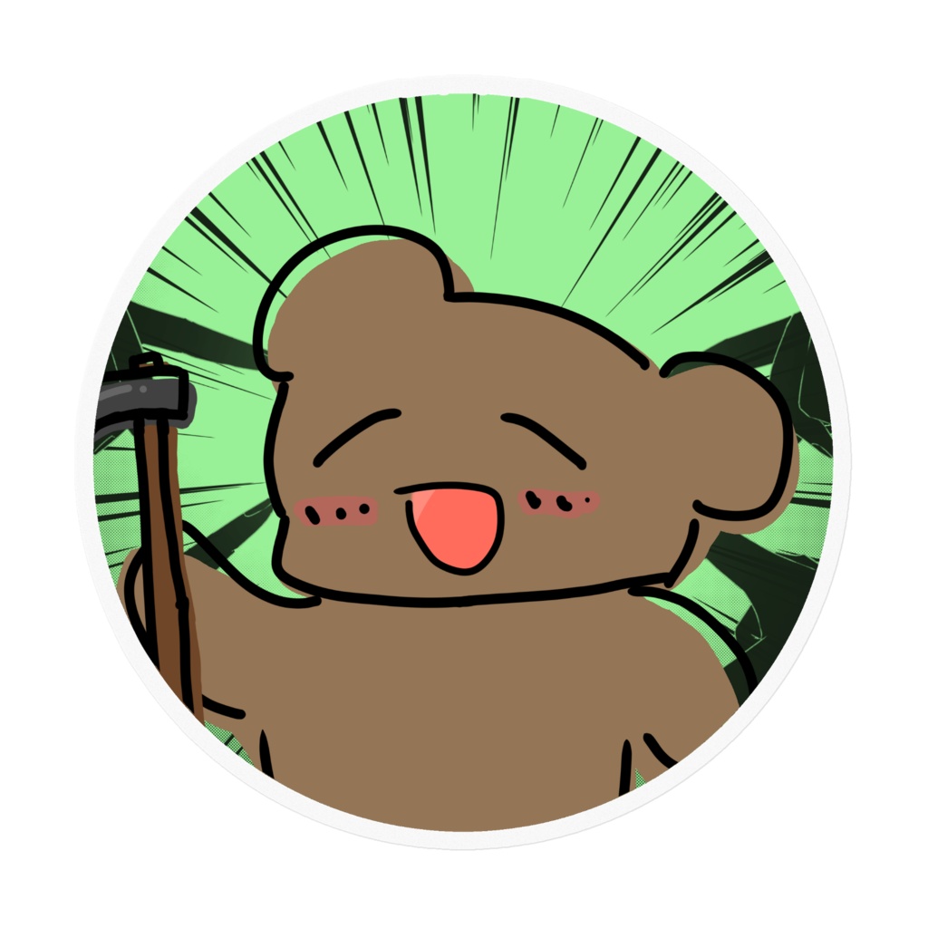 まさかりを持った熊のステッカー