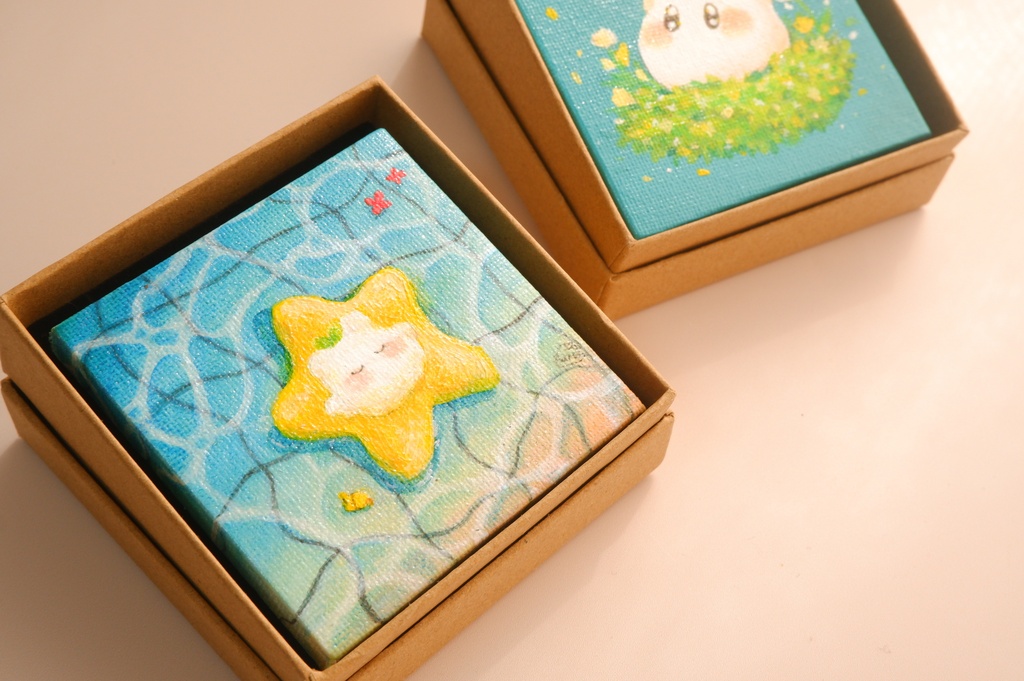ミニキャンバス原画「ぷかぷかのお昼寝」