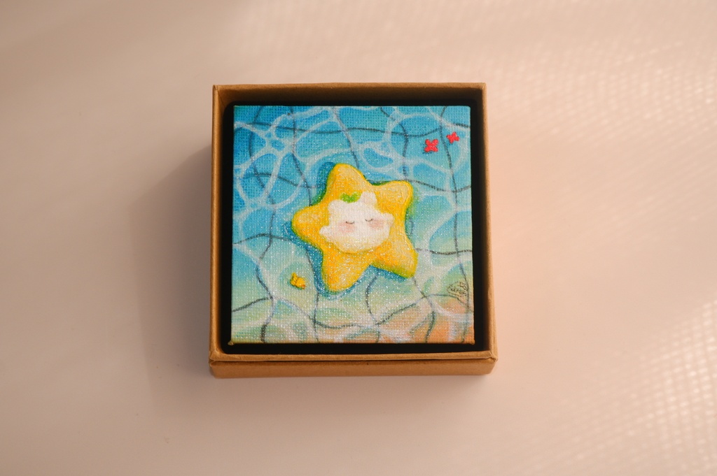ミニキャンバス原画「ぷかぷかのお昼寝」