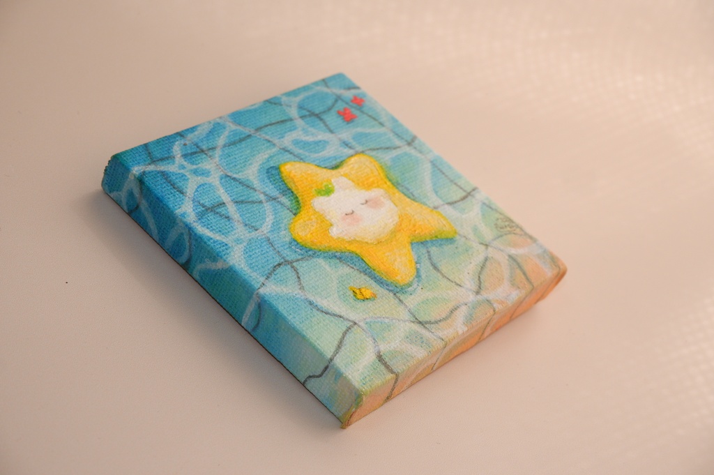 ミニキャンバス原画「ぷかぷかのお昼寝」