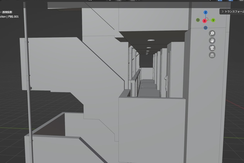 3Dプリント用 マンション廊下&階段(.blend)