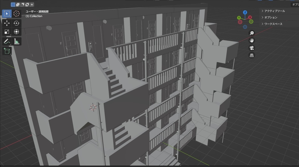 3Dプリント用 マンション廊下＆階段(.blend)