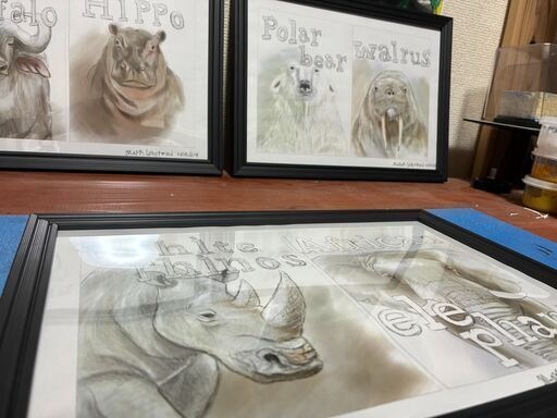 動物のイラスト1枚 フレーム付