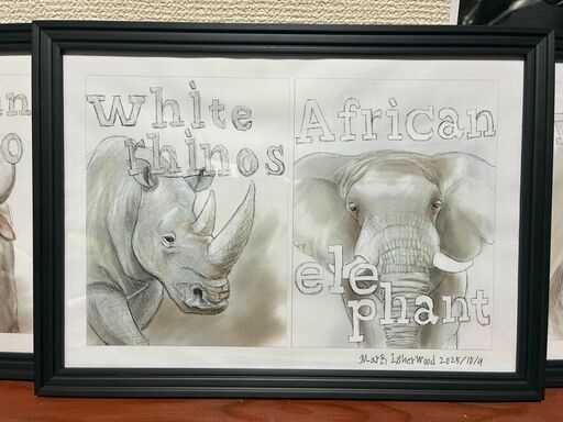 動物のイラスト1枚 フレーム付