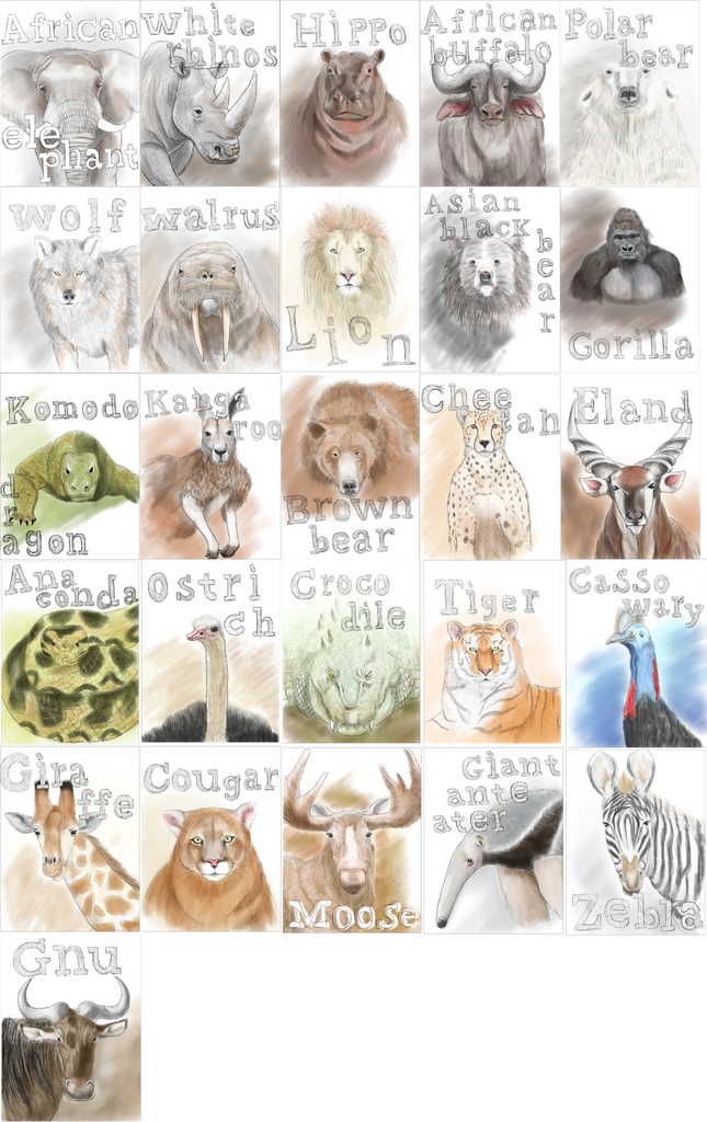 動物のイラスト1枚 フレーム付