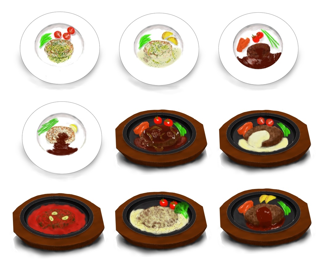 ハンバーグのイラスト素材集