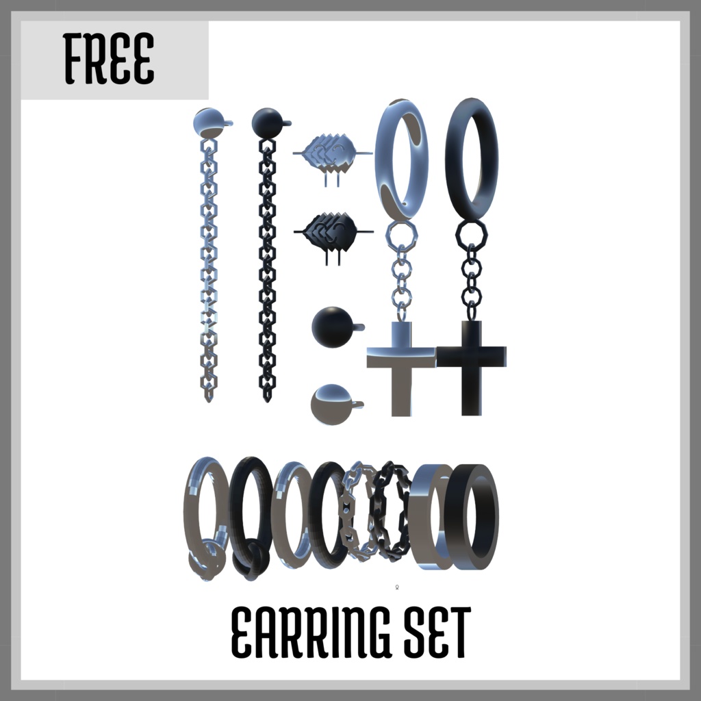 【無料】８種類×２色    EARRING SET【vrchat想定】