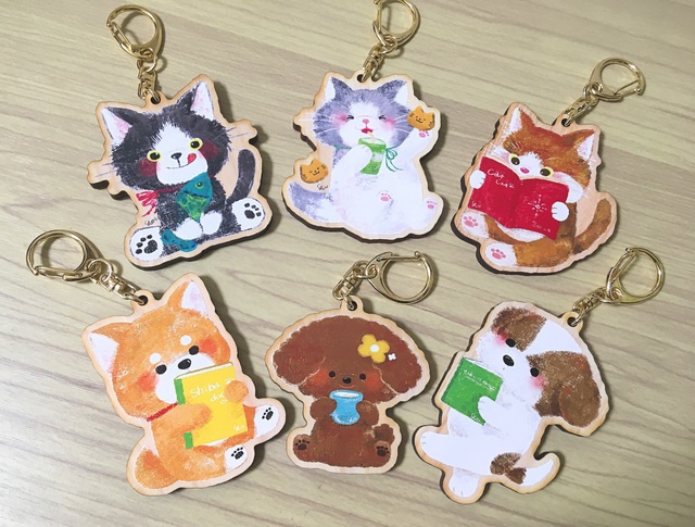 木製キーホルダー ねこ