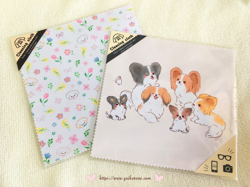 《新作》お花とトイプードル柄*クリーニングクロス・メガネ拭き