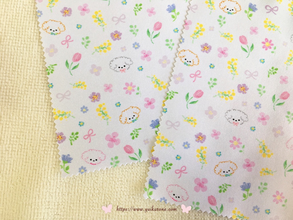 《新作》お花とトイプードル柄*クリーニングクロス・メガネ拭き