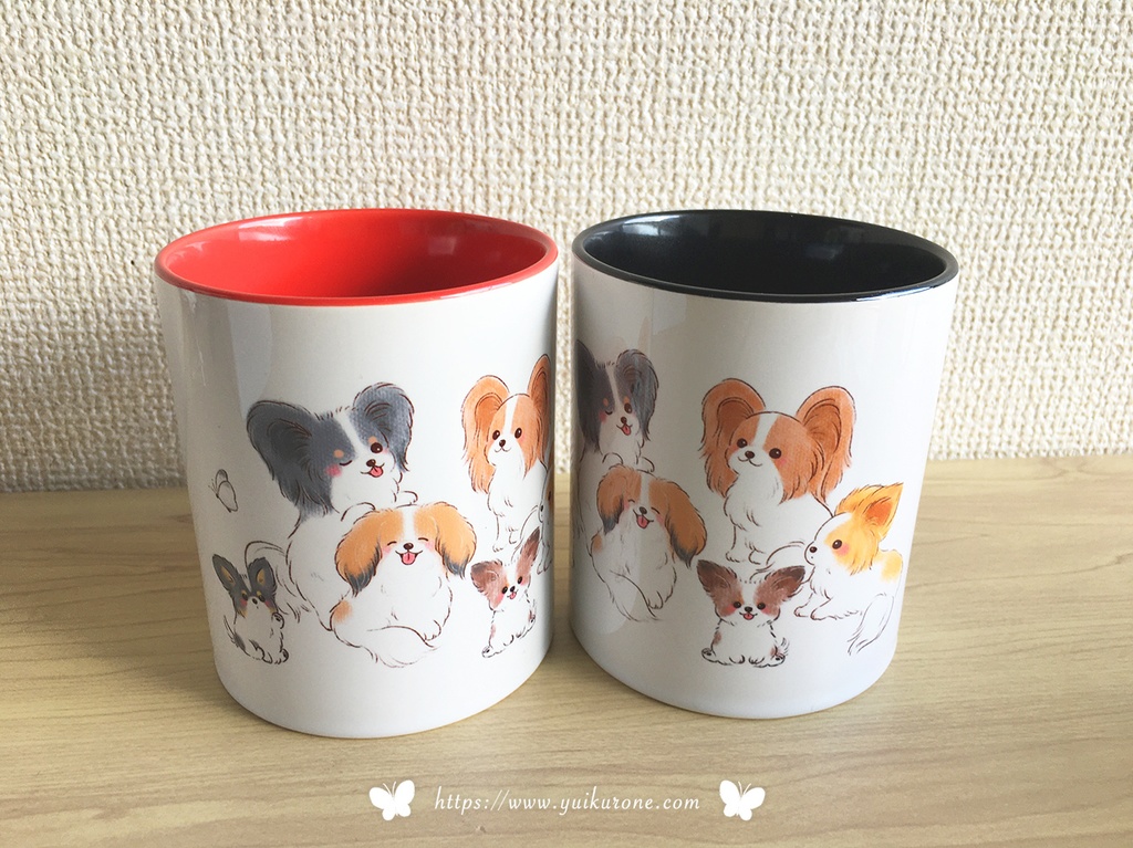 パピヨン*マグカップ(赤・黒)