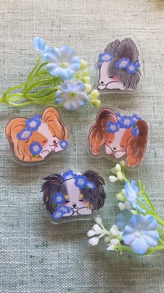 【新作パピヨングッズ】アクリルクリップ  Dreaming Papillon 〜夢見るパピヨン〜