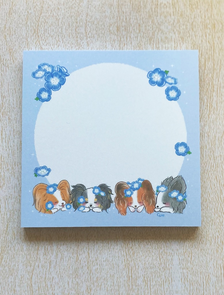 【新作パピヨングッズ】メモパッド・メモ帳・メッセージカード Dreaming Papillon 〜夢見るパピヨン〜