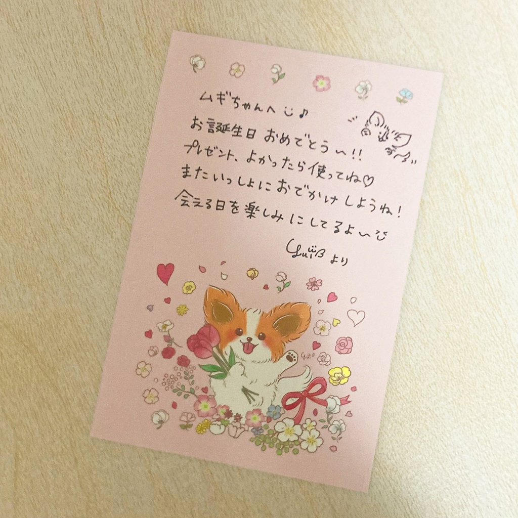【新作パピヨングッズ】メモパッド・メモ帳・メッセージカード✿チューリップとパピヨン✿